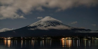 富士山夜景，时光流逝