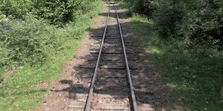 从森林里最后一辆马车的窗口望向铁路——佐治亚