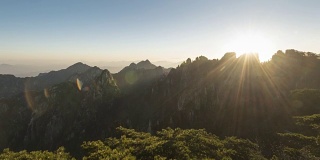 黄山-黑夜到白天-倾斜下来-时间流逝