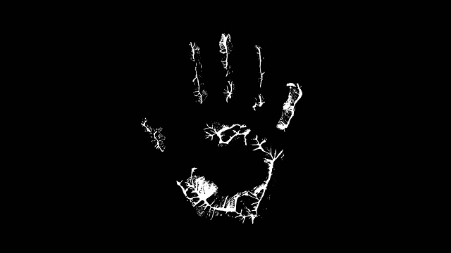 The palm print on a black background video animation