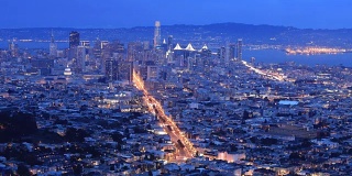 旧金山从黑夜到白天的时间流逝