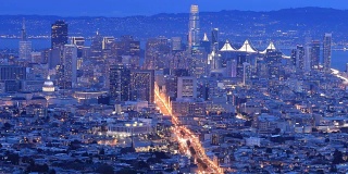 加州旧金山市从黑夜到白天的时间流逝