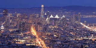 旧金山从黑夜到白天的变焦时间