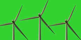 可替代能源风力发电机与绿色背景色键