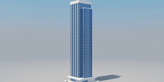 摩天大楼的建造与成长。摩天大楼建筑活动的3d动画。延时的进步。施工与技术概念。