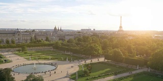 日落时的巴黎埃菲尔铁塔，4K慢镜头