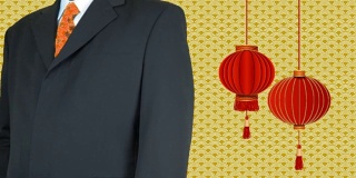 2018年中国新年主题:金色背景上的中文字母
