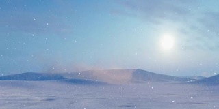 太阳在雪天北极沙漠景观