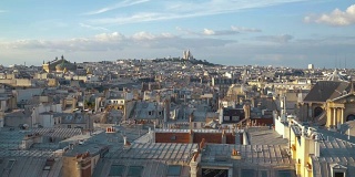 巴黎圣心教堂的慢镜头鸟瞰图