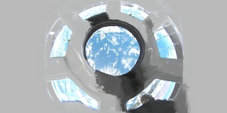 从国际空间站上看到的地球。地球通过国际空间站的舷窗。这段视频由美国宇航局提供。