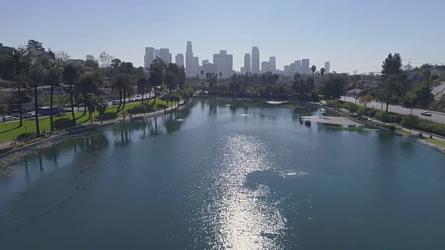 棕榈树回声公园湖洛杉矶航空