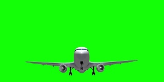 飞机3d渲染飞行在绿色屏幕背景。