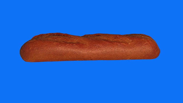 面包法棍面包在蓝色背景3D渲染
