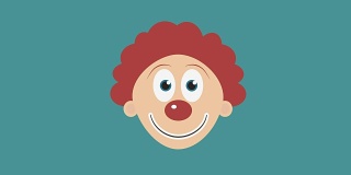 快乐小丑脸平面设计动画图标