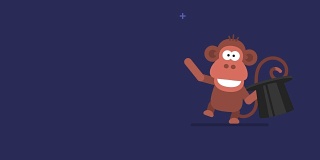 猴子和闪烁的星星有趣的动物字符中国星象
