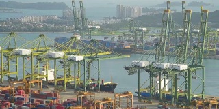 2018年新加坡港口码头全景正在工作