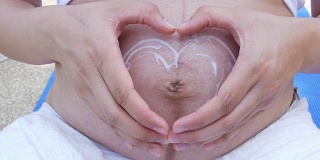孕妇，心形用手语言