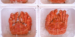 日本北海道札幌日本鱼市的塔拉巴加尼阿拉斯加王蟹
