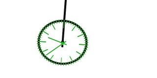 绿色钟面的黑色钟摆延时动画。