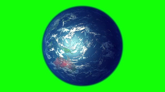 地球自转绿色背景，无缝循环，3D动画。