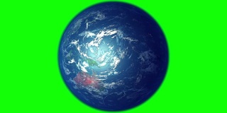 地球自转绿色背景，无缝循环，3D动画。