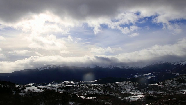 在法国比利牛斯山用时间流逝拍摄的雪山
