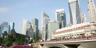 电影倾斜:新加坡城市景观早晨
