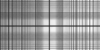 几何螺旋与白色方块抽象运动白色背景。黑线网格随机翻转与白色背景。黑白乐队组成