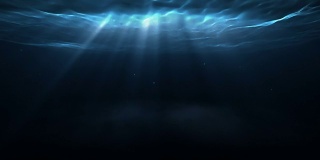 水下浮游生物和阳光透过水面。高质量的海底动画，高清4k。