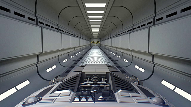 宇宙飞船在海王星的背景下飞出隧道