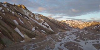 从河流三角洲向冰岛雪山倾斜