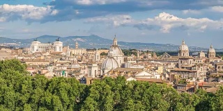 罗马城市天际线时间推移，罗马，意大利，4K时间推移