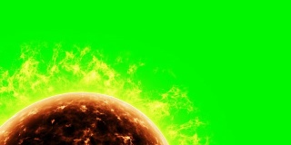 太阳3d动画与火隔离在绿色屏幕上1920x1080全高清镜头