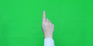 慢动作:一触，手与绿色屏幕