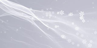 浅灰色银色抽象背景与雪花和发光粒子