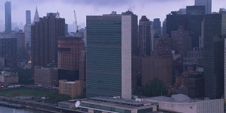 曼哈顿联合国秘书处大楼鸟瞰图。