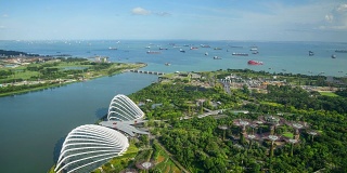 平移/缩放180度新加坡市中心CBD的天际线
