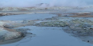 冰岛Myvatn湖附近的地热活跃区Hverir