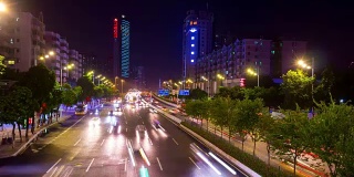 广州城市夜光交通街道路桥观4k时间流逝中国