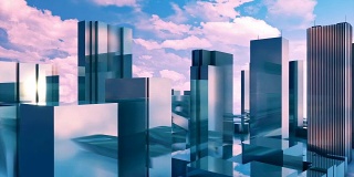 3D高层建筑反射镜面立面
