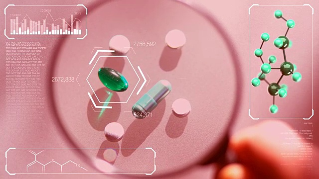 Laboratory tests. Pills lying on the table. Close-up on medicines