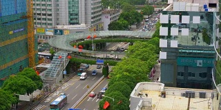 深圳城市景观白天时间交通街道屋顶全景4k中国