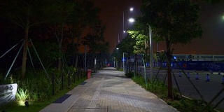 夜间时间深圳著名邮轮码头前公园步行4k中国全景