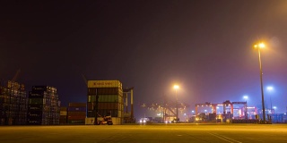 夜光照亮深圳城市工作交通口岸工业全景，4k时间流逝中国