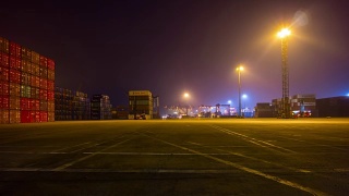 夜光照亮深圳城市工作交通口岸工业全景，4k时间流逝中国视频素材模板下载