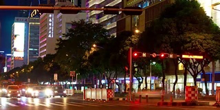 夜光照亮深圳城市交通街道全景，4k时间流逝中国