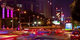 夜光深圳城市景观交通街道全景4k时间流逝中国