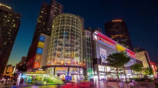 日落之夜深圳著名购物街区全景4k时间流逝中国视频素材模板下载
