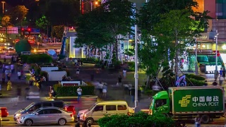 夜间时间深圳城市交通拥挤中心街道全景4k时间流逝中国视频素材模板下载