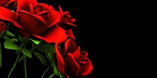 黑色文本空间上的红玫瑰花束